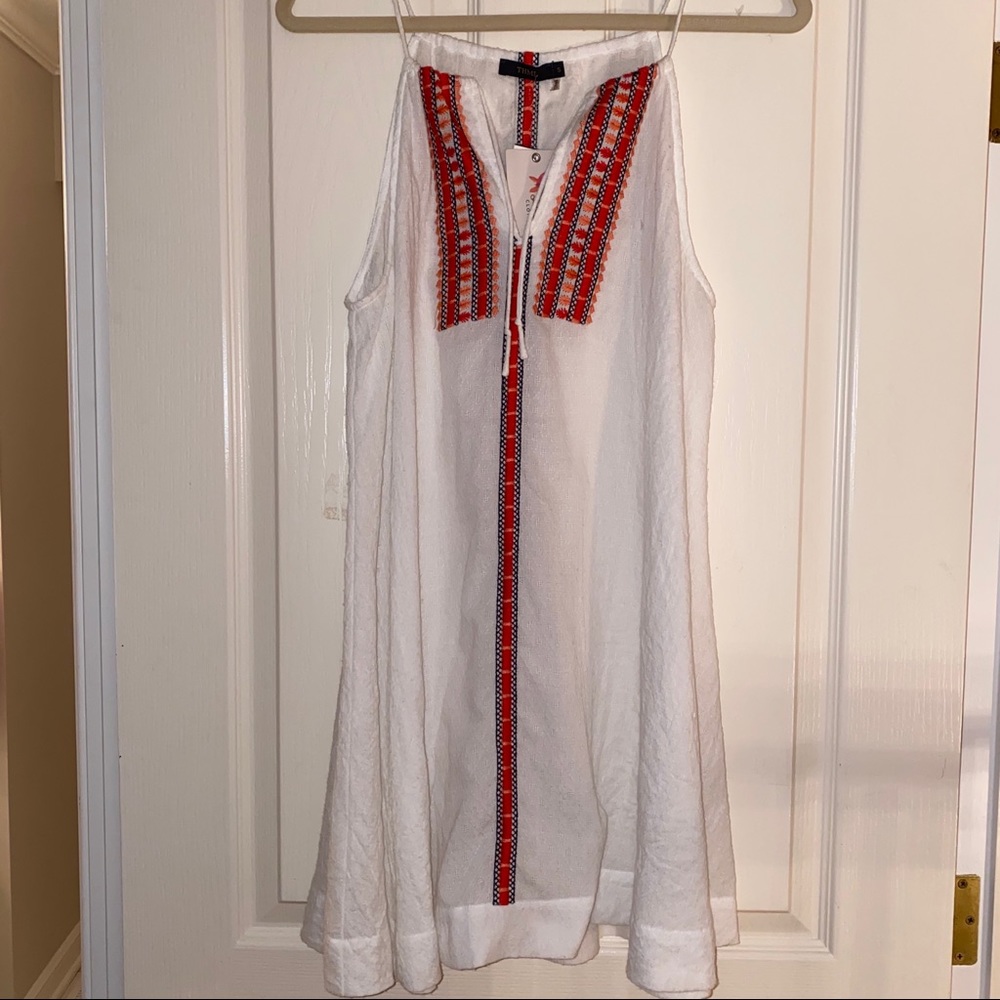 THML White Embroidered Halter Dress
